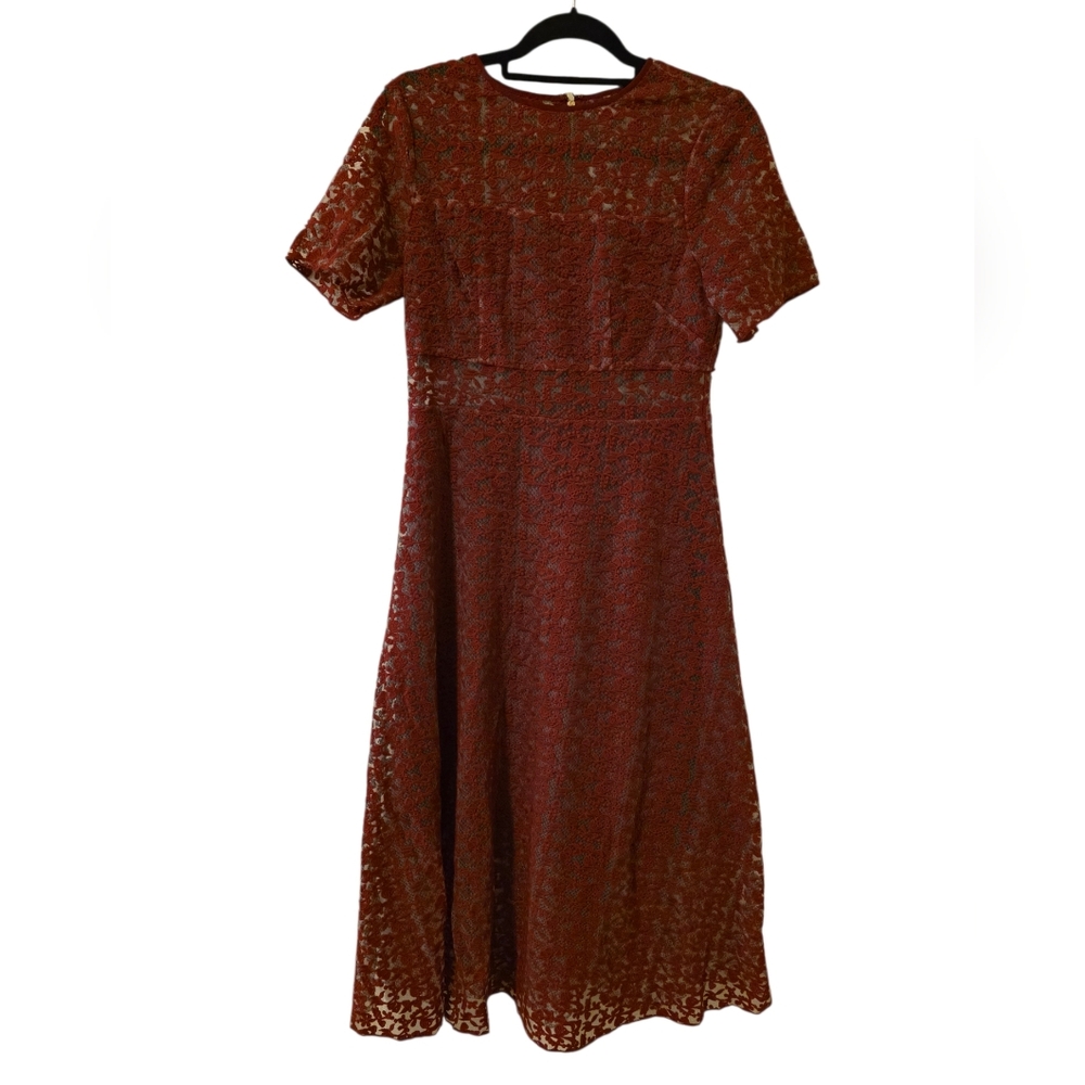 ERIN BY ERIN FETHERSTON "Nora" Short Sleeve Lace Illusion Dress - Size‎ 8